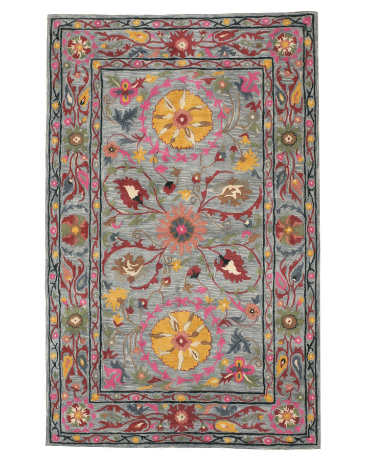 Hand-Tufte Multi-Color Traditional Floral Suzani Rectangular & Round Area Rugs