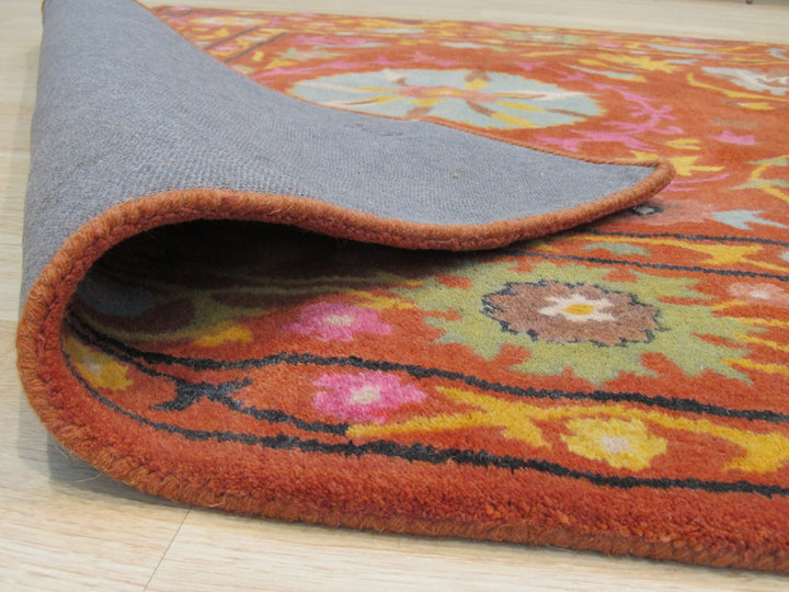 Hand-tufted Wool Rust Traditional Floral Suzani Rug