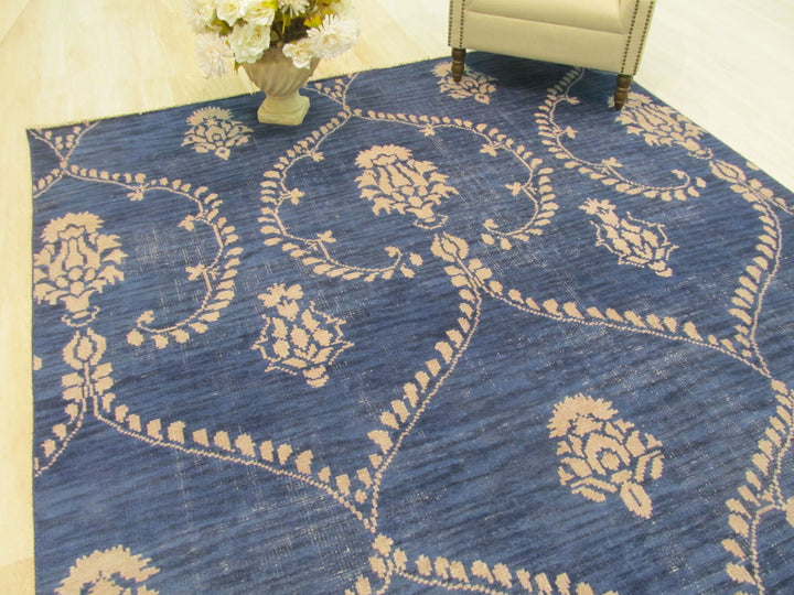 Hand Knotted Wool Blue Traditional Oriental Royal Rug