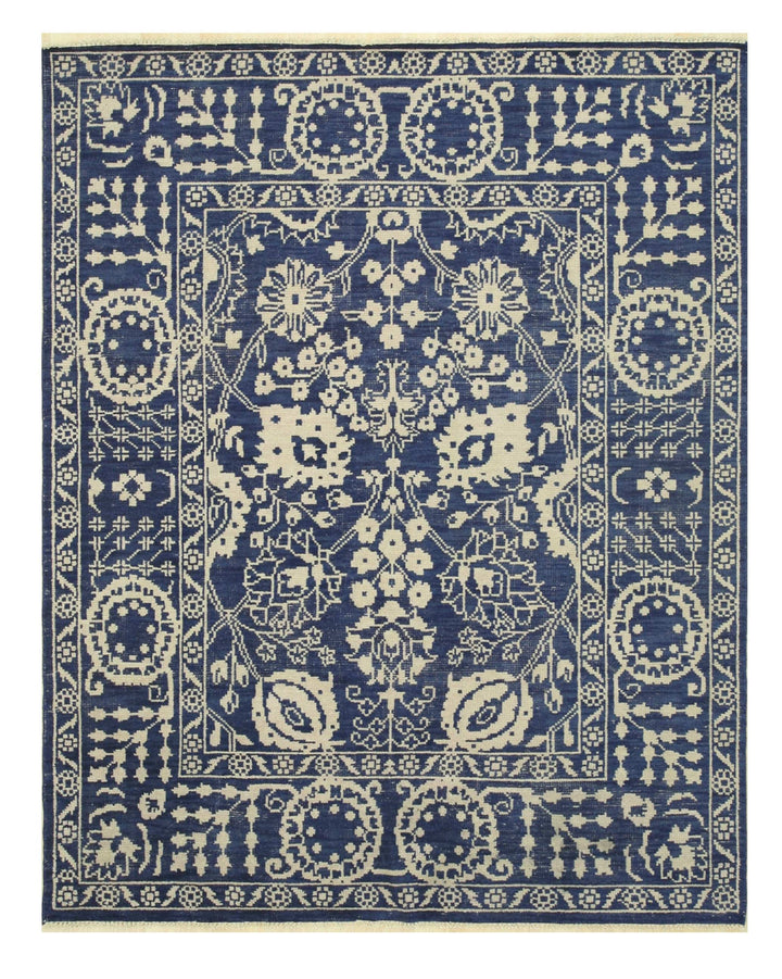 Hand Knotted Wool Blue Traditional Oriental Suzani Rug