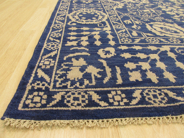 Hand Knotted Wool Blue Traditional Oriental Suzani Rug