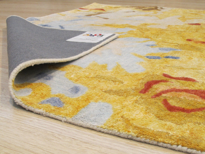 Hand-tufted Viscose Gold Contemporary Abstract Palermo Rug