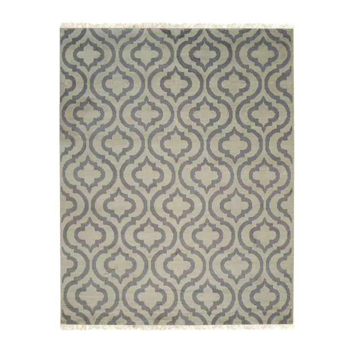 Hand Knotted Wool Gray Contemporary Trellis Moroccan Rug