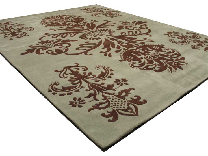 Hand-tufted Wool/Viscose Green Contemporary Abstract Ladan Rug