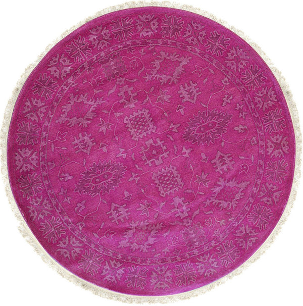 Hand-Tufted Wool Round Pink Traditional Oriental Overdyed Rug, Made in India