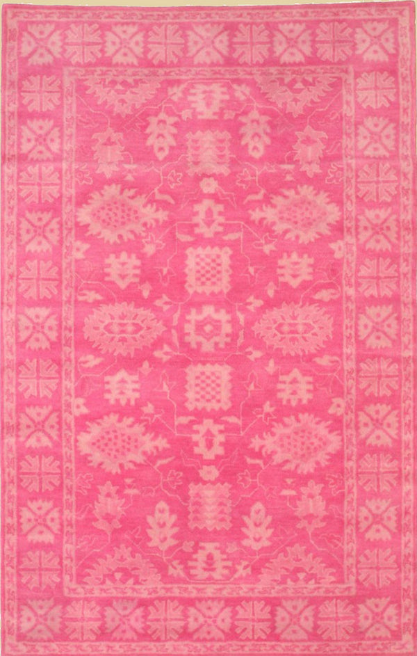 Hand-Tufted Wool Pink Traditional Oriental Overdyed Rug, Made in India