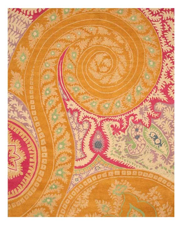 Stylish Hand-Tufted Wool Orange Transitional Floral Paisley Indoor Rectangular Area Rugs