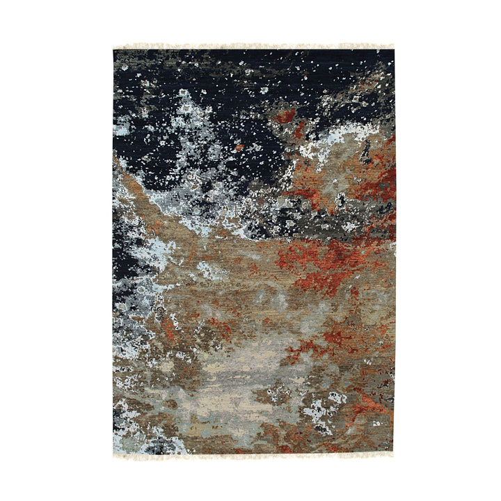 Hand Knotted Wool BLUE Contemporary Abstract Galaxy Rug