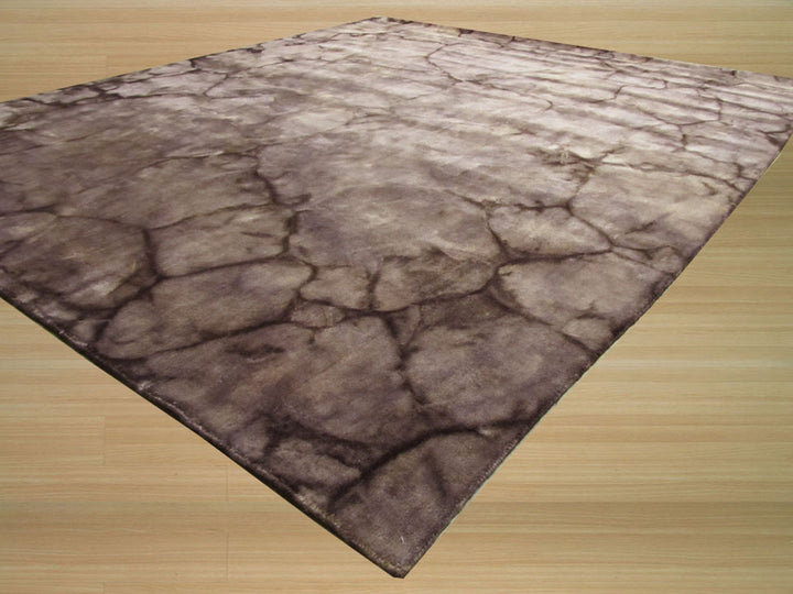 Handmade Wool Black Contemporary Abstract Dip Dyed Rug