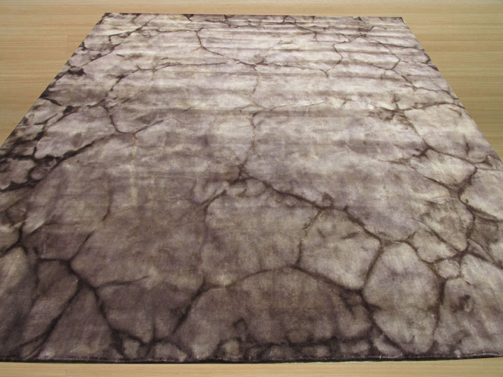 Handmade Wool Black Contemporary Abstract Dip Dyed Rug