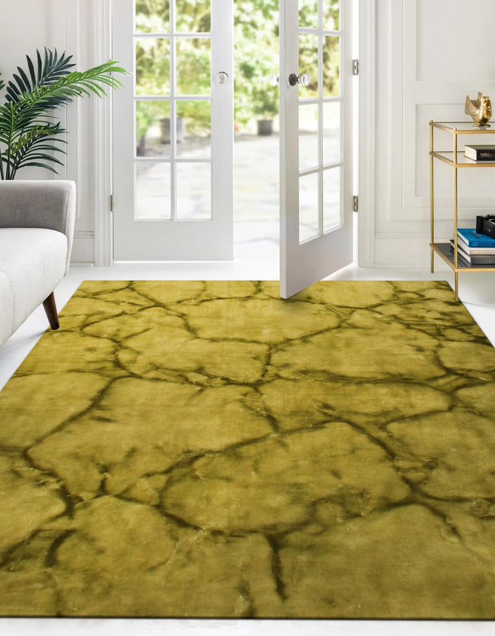 Contemporary Abstract Pattern Dip Dyed Hand-Tufted Wool Green Rectangle Area Rugs