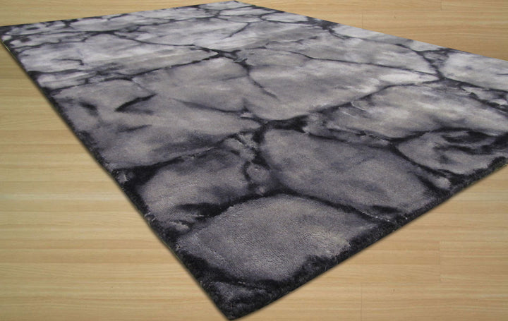 Handmade Wool Gray Contemporary Abstract Dip Dyed Rug