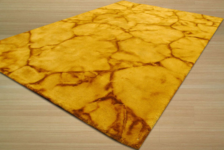Handmade Wool Gold Contemporary Abstract Dip Dyed Rug