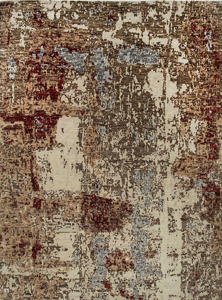 Hand Knotted Wool Ivory Contemporary Abstract Galaxy Rug