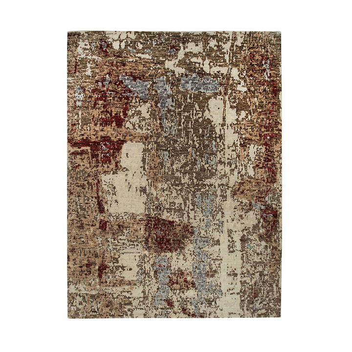 Hand Knotted Wool Ivory Contemporary Abstract Galaxy Rug