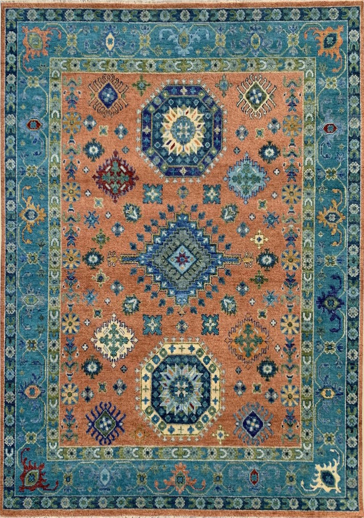 Rust / S.BLUE Traditional Classic Kazak Collection Area Rug