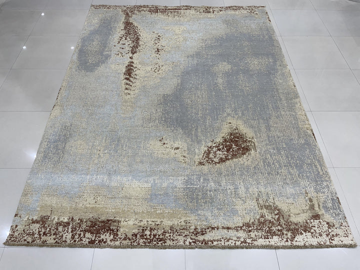 Hand Knotted Wool Gray / GOLD Transitional Abstract Traditional Knot Rug