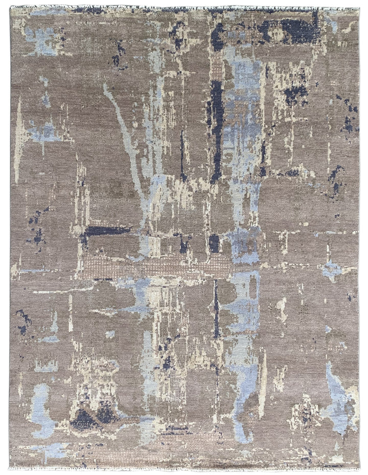 Hand Knotted Wool Gray Transitional Abstract Traditional Knot Rug