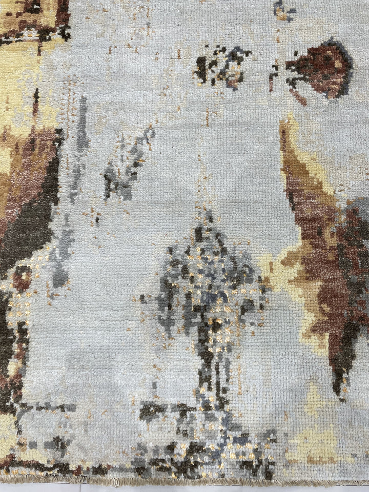 Hand Knotted Wool Gray / GOLD Transitional Abstract Traditional Knot Rug