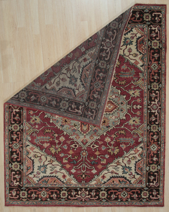 Hand Knotted Wool Red / Brown Traditional Classic Heriz Serapi  Rug