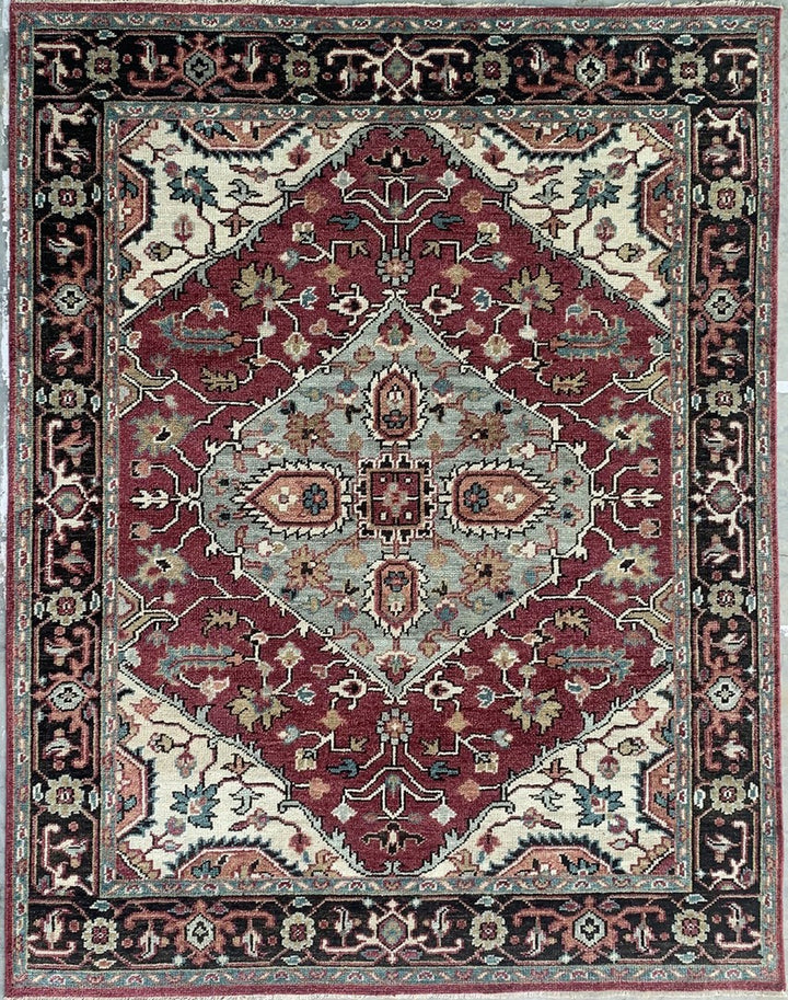Durable and Stylish Hand Knotted Wool Red / Brown Traditional Classic Heriz Serapi Rectangular Area Rugs