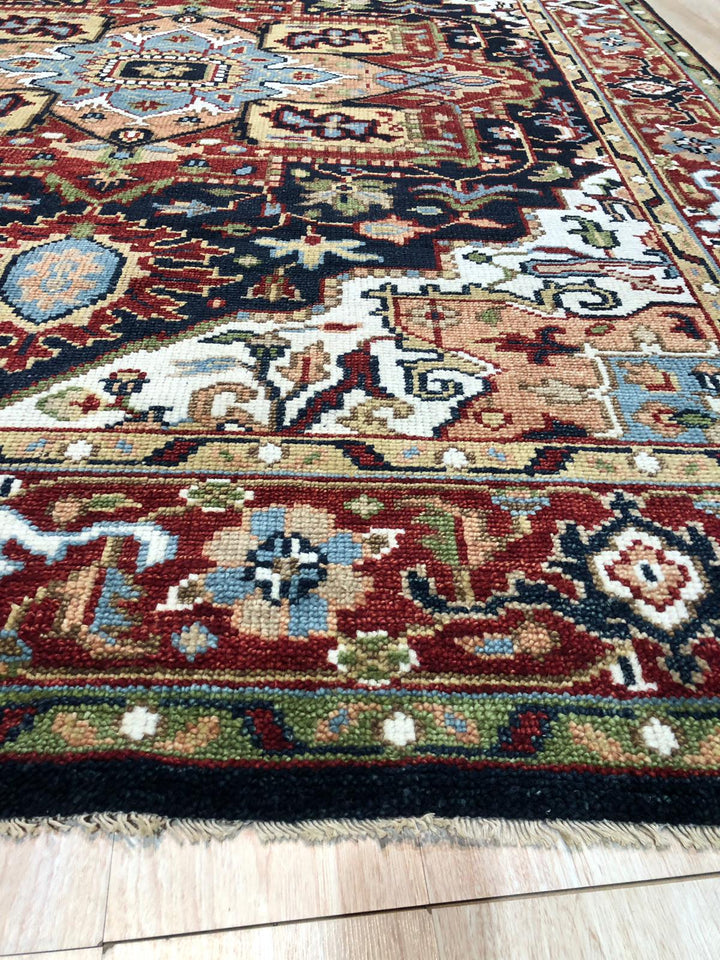 Hand Knotted Wool Navy  Traditional Classic Heriz Serapi  Rug