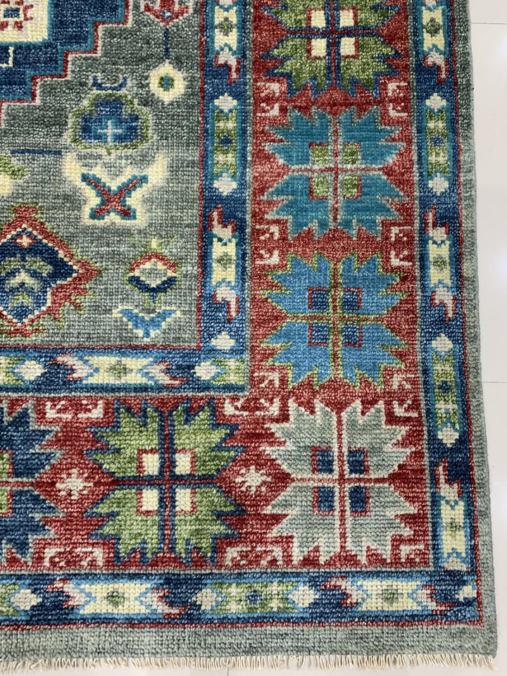 Hand Knotted Wool DENIM BLUE / Red Traditional Classic Serapi Rug