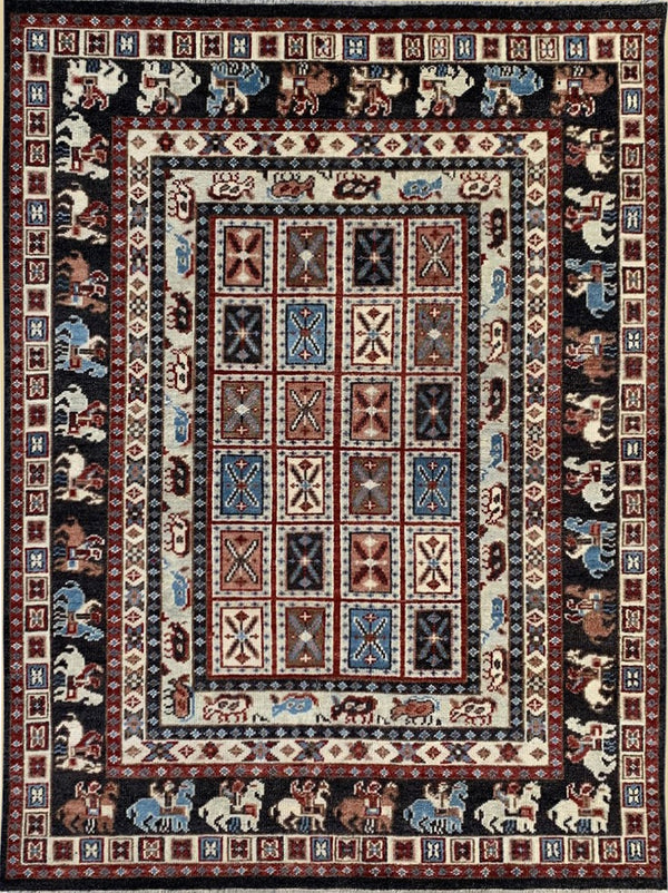 Hand Knotted Wool C.Brown Traditional Classic Serapi Rug, Made in India
