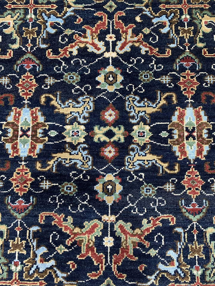 Hand Knotted Wool Navy / Red Traditional Classic Serapi Rug