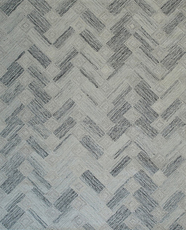 Hand-Tufted Wool Multi-Colored Gray Transitional Geometric Modern Tufted Rug, Made in India