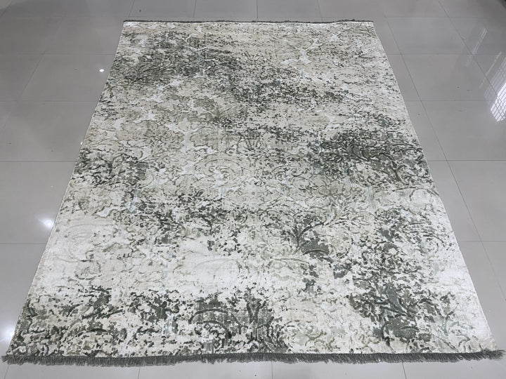 Hand Knotted Wool Ivory / GREEN Transitional Modern Modern Rug