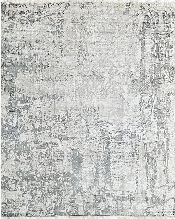 Hand Knotted Wool Ivory / Gray Transitional Modern Modern Rug, Made in India