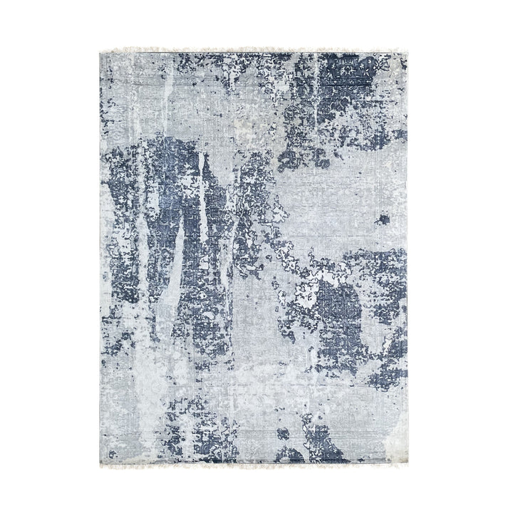 Hand Knotted Wool Ivory / BLUE Transitional Modern Modern Rug