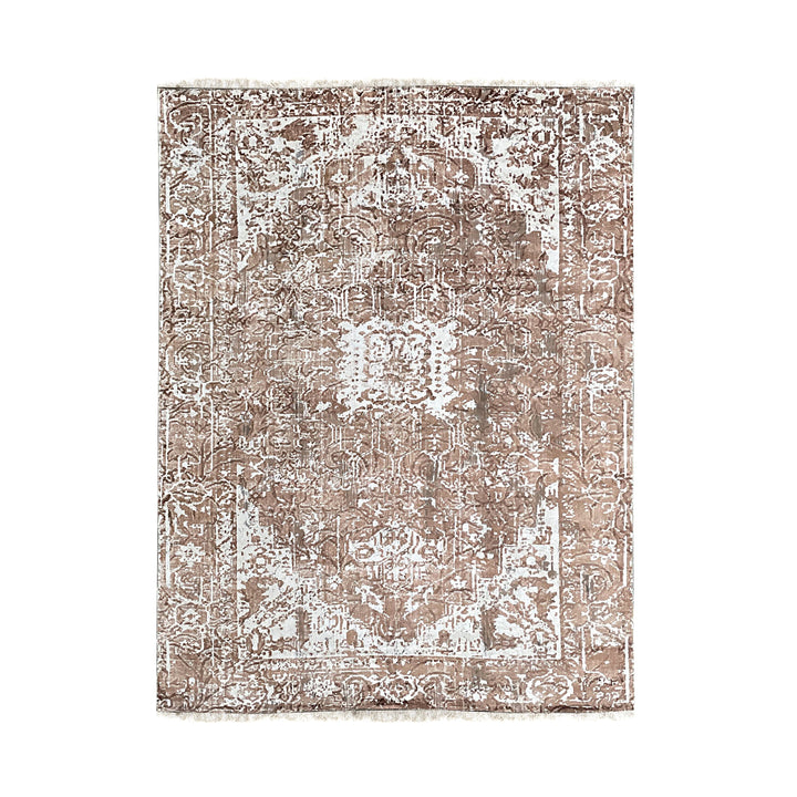 Hand Knotted Wool Ivory / COPPER Transitional Modern Heriz  Rug