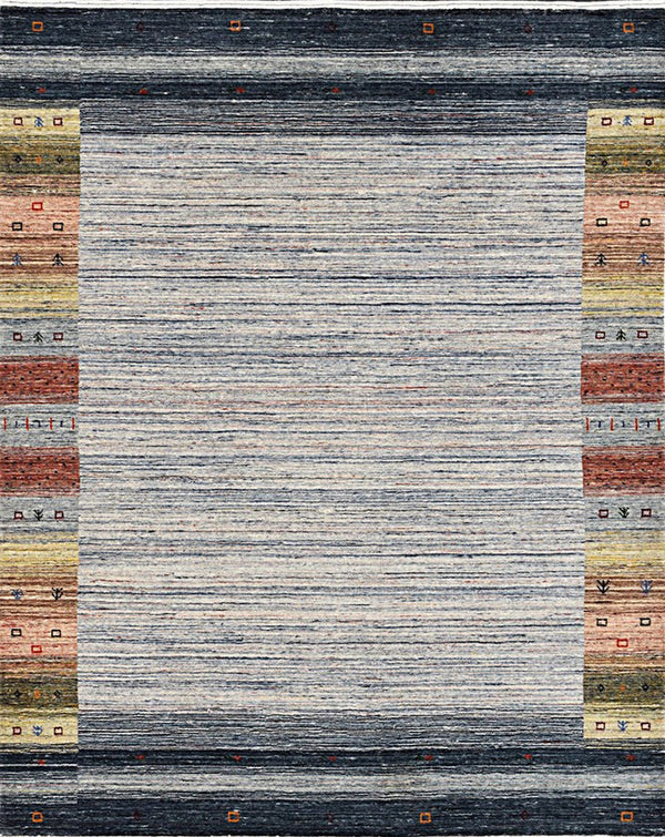 Hand Knotted Wool NATURAL Gray Transitional Modern Gabbeh Rug, Made in India
