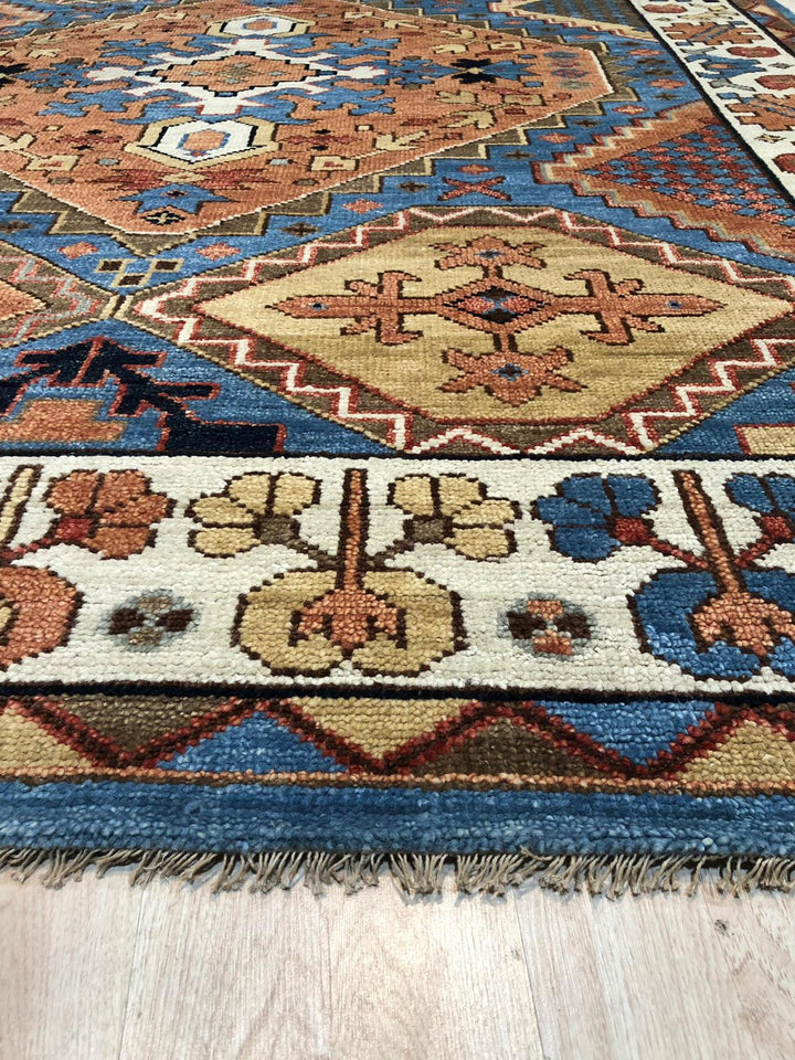 Hand Knotted Wool M.BLUE Traditional Medallion Traditional Knot Rug
