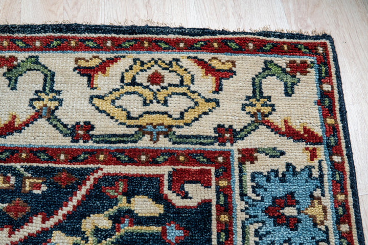 Hand Knotted Wool Navy Traditional All Over Traditional Knot Rug