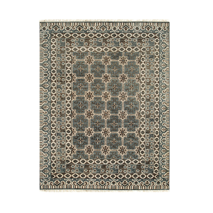Hand Knotted Wool Gray Traditional Geometric Traditional Knot Rug