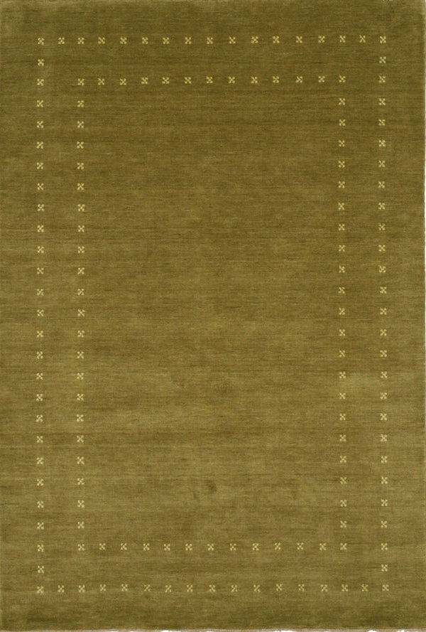 Handmade Wool Green Transitional Solid Lori Baft Rug, Made in India