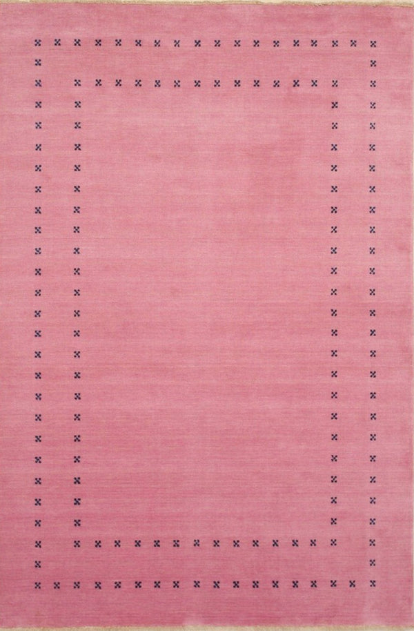 Handmade Wool Pink Transitional Solid Lori Baft Rug, Made in India