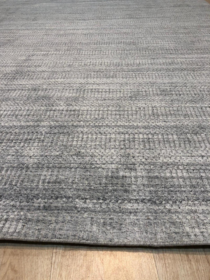 Stylish Handloomed Wool Silver Contemporary Transitional Super Grass Indoor Rectangular Area Rugs