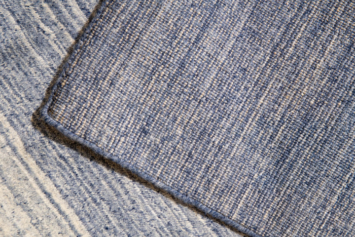 Handloomed Wool Blue Transitional Modern Rainbow Loom Rug