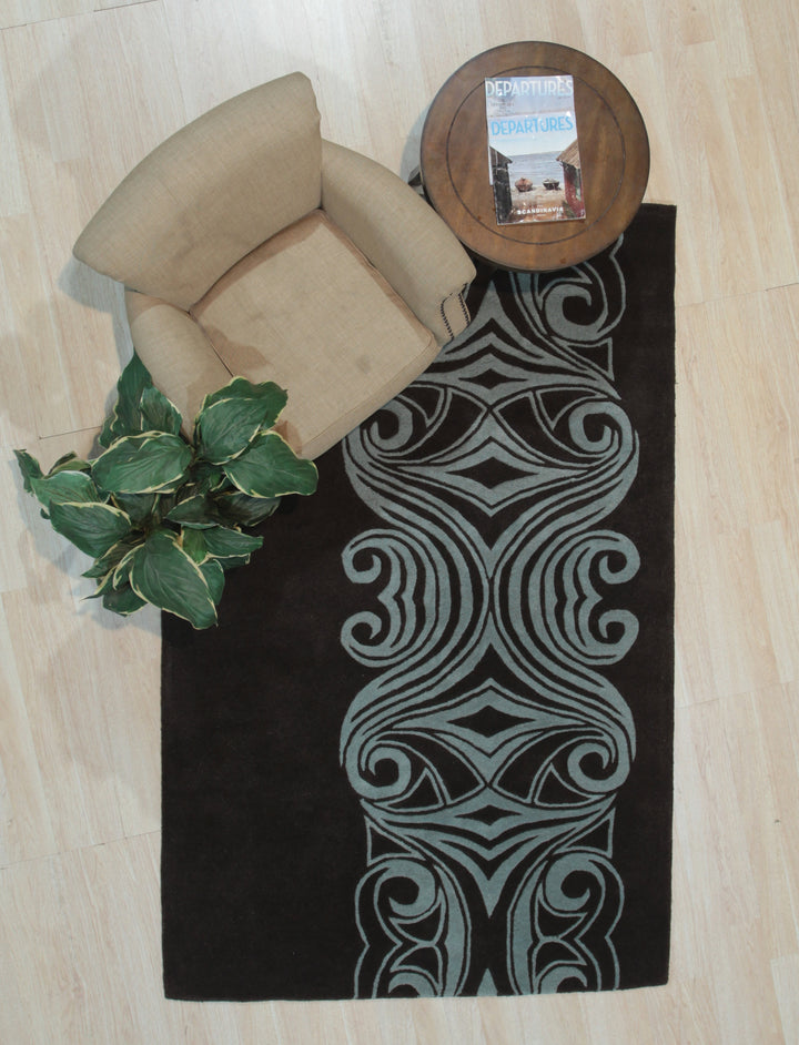 Hand-tufted Wool Brown Transitional Transitional Wiled Tufted Rug