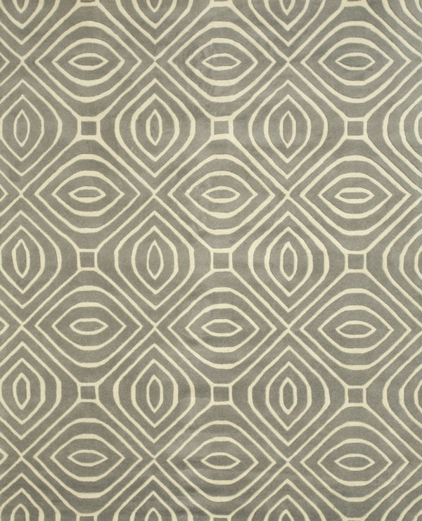 Hand-tufted Wool Gray Contemporary Geometric Modern Stripes Rug
