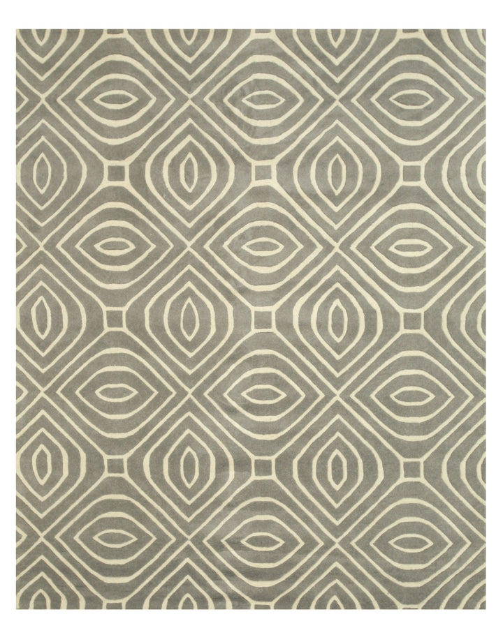 Hand-tufted Wool Gray Contemporary Geometric Modern Stripes Rug