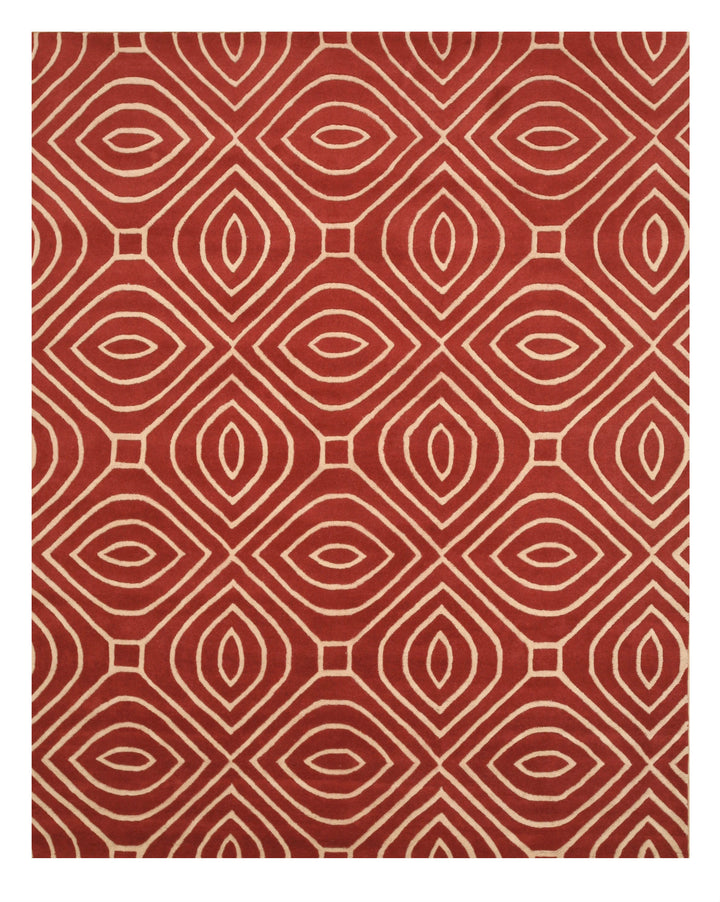 Hand-tufted Wool Red Contemporary Geometric Marla Rug
