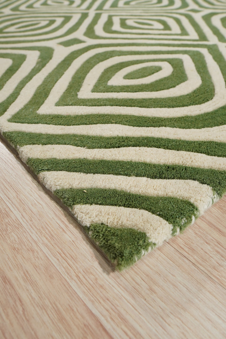 Green Modern Contemporary Modern Tufted Stripes Area Rug