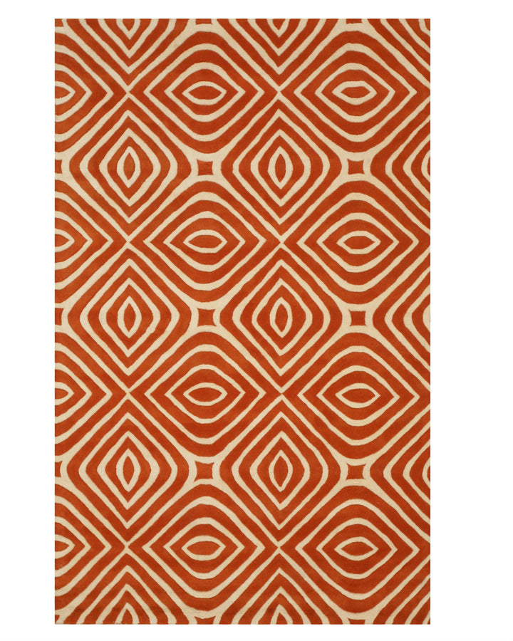 Hand-tufted Wool Orange Transitional Geometric Marla Rug