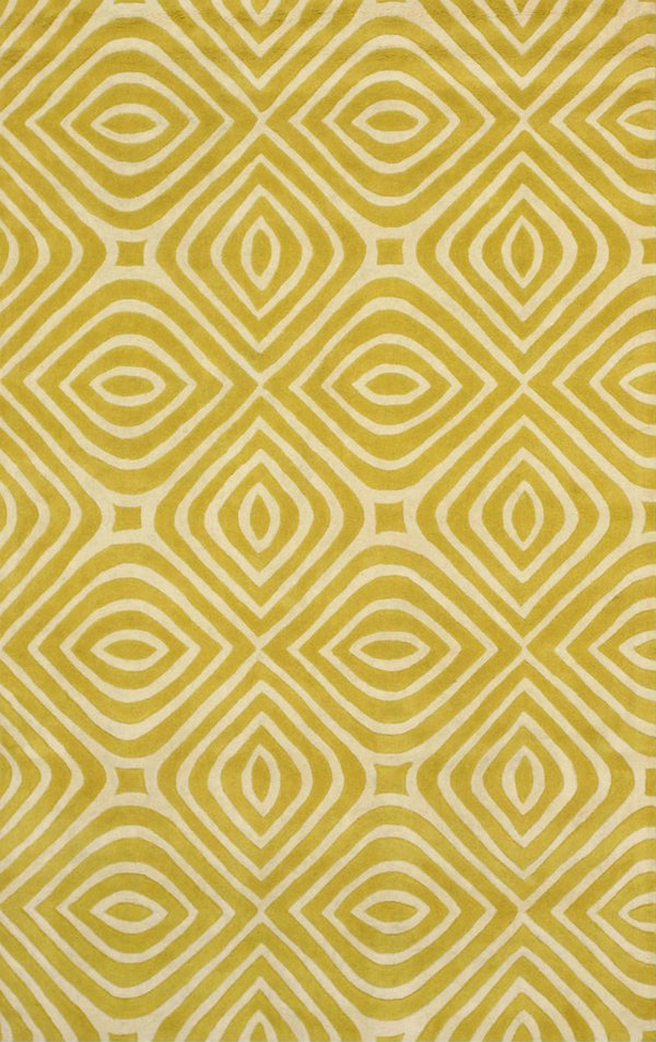 Hand-Tufted Wool Yellow Transitional Geometric Marla Rug, Made in India