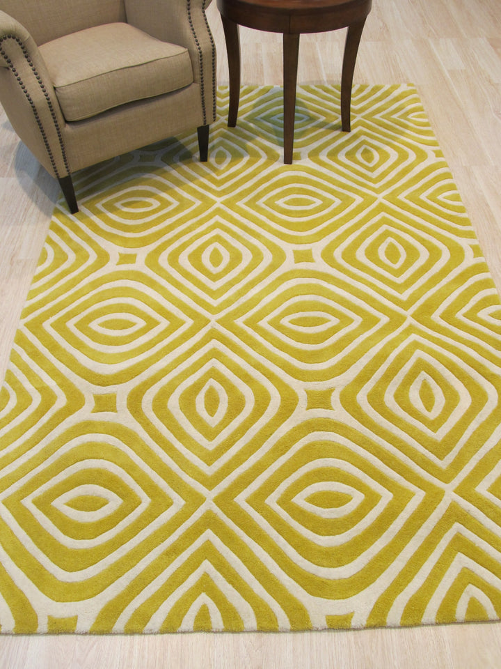 Stylish Hand-Tufted Wool Yellow Transitional Geometric Marla Indoor Rectangular Area Rugs